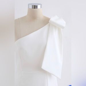 Esther & Co - Date Night One Shoulder Bow Tie Midi Dress